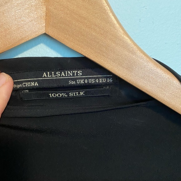 COPY - ALLSAINTS black silk off the shoulder blouse - Picture 3 of 3